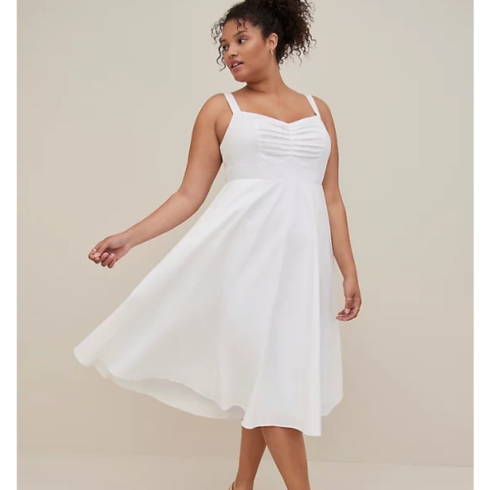 Torrid•MIDI POPLIN FIT & FLARE DRESS
